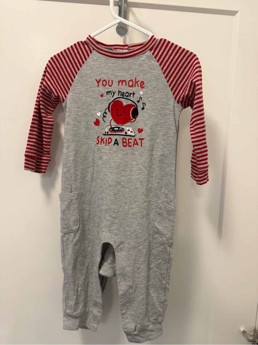 Kids Grey and Red Heart Graphic One-Piece 24months